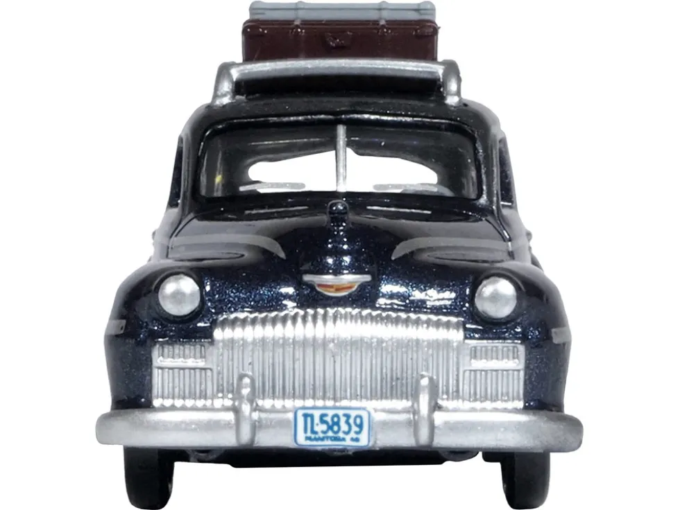 1946 DeSoto Suburban Roof Rack Luggage Butterfly Blue Metallic Crystal Gray Top 1/87 HO Scale Diecast Model Car Oxford Diecast 87DS46004
