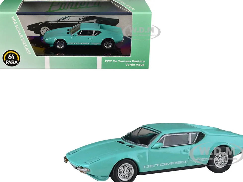 1972 De Tomaso Pantera Verde Aqua 1/64 Diecast Model Car by Paragon Models