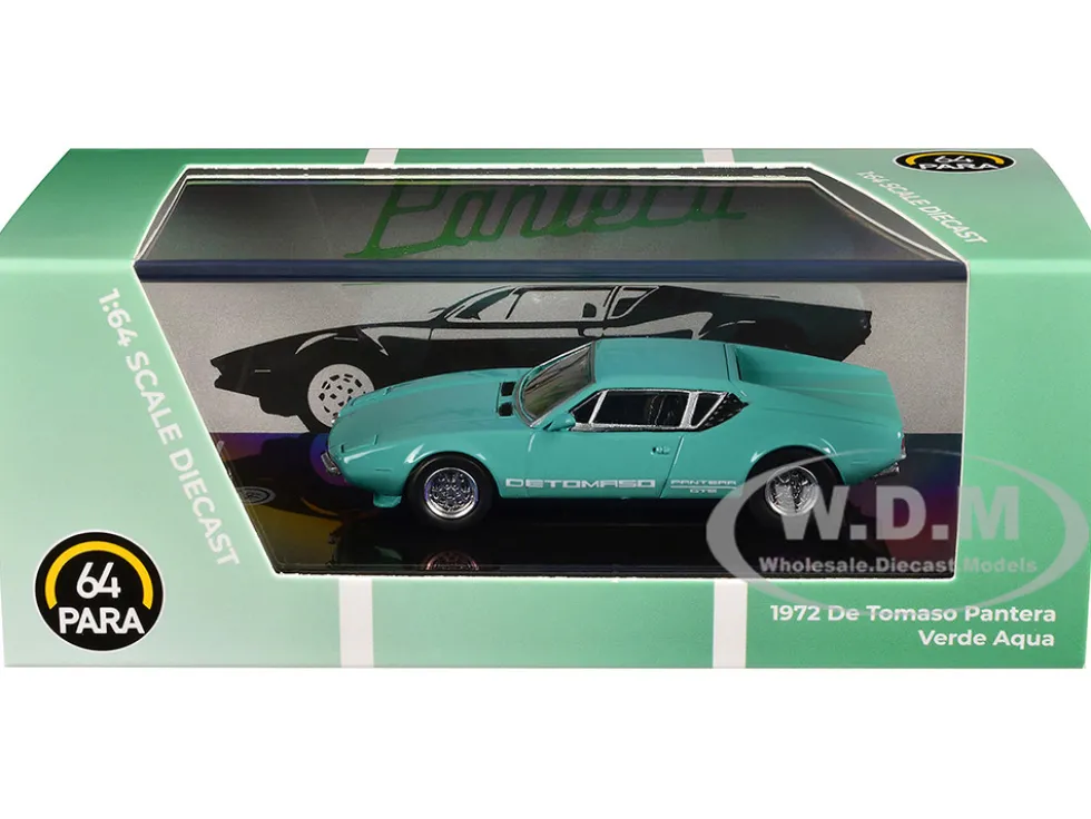 1972 De Tomaso Pantera Verde Aqua 1/64 Diecast Model Car by Paragon Models
