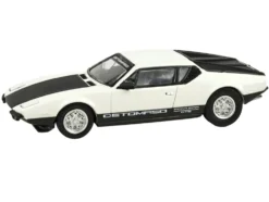 1972 De Tomaso Pantera White and Black 1/64 Diecast Model Car by Paragon Models
