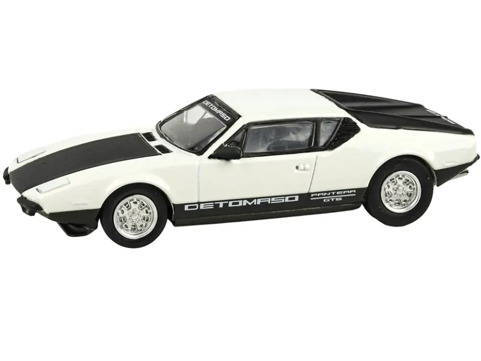 1972 De Tomaso Pantera White and Black 1/64 Diecast Model Car by Paragon Models