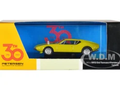 1972 De Tomaso Pantera Yellow Petersen Automotive Museum 30th Anniversary 1/64 Diecast Model Car Paragon Models PA-55643