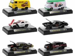 Detroit Muscle Set of 6 Cars IN DISPLAY CASES Release 65 Limited Edition 1/64 Diecast Model Cars M2 Machines 32600-65