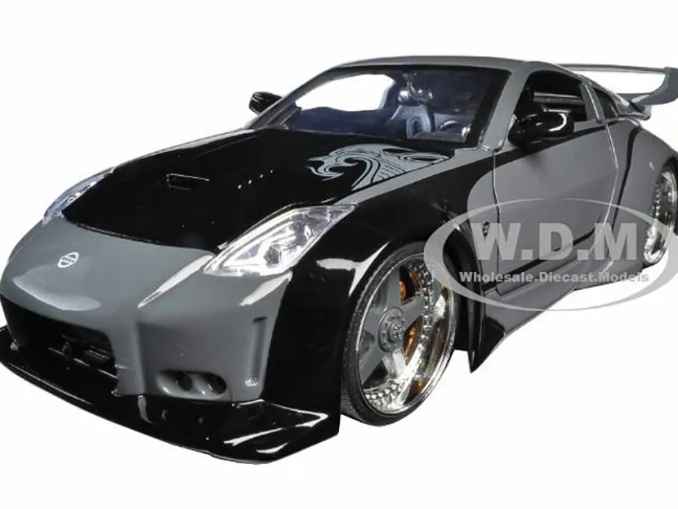 D.K.'s Nissan 350Z Gray and Black with Graphics "Fast & Furious 25th Anniversary" Series 1/24 Diecast Model Car by Jada