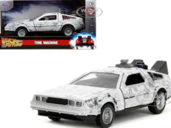 DMC DeLorean Time Machine Brushed Metal Frost Version Back to the Future 1985 Movie Hollywood Rides Series 1/32 Diecast Model Car Jada 34785