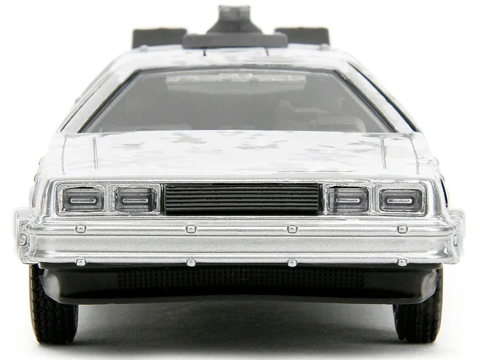 DMC DeLorean Time Machine Brushed Metal Frost Version Back to the Future 1985 Movie Hollywood Rides Series 1/32 Diecast Model Car Jada 34785