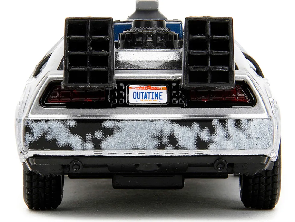 DMC DeLorean Time Machine Brushed Metal Frost Version Back to the Future 1985 Movie Hollywood Rides Series 1/32 Diecast Model Car Jada 34785