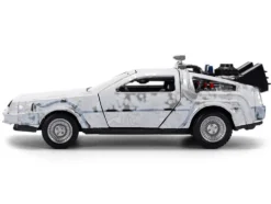 DMC DeLorean Time Machine Brushed Metal (Frost Version) "Back to the Future" (1985) Movie "40th Anniversary" Special Packaging "Hollywood Rides" Series 1/32 Diecast Model Car by Jada