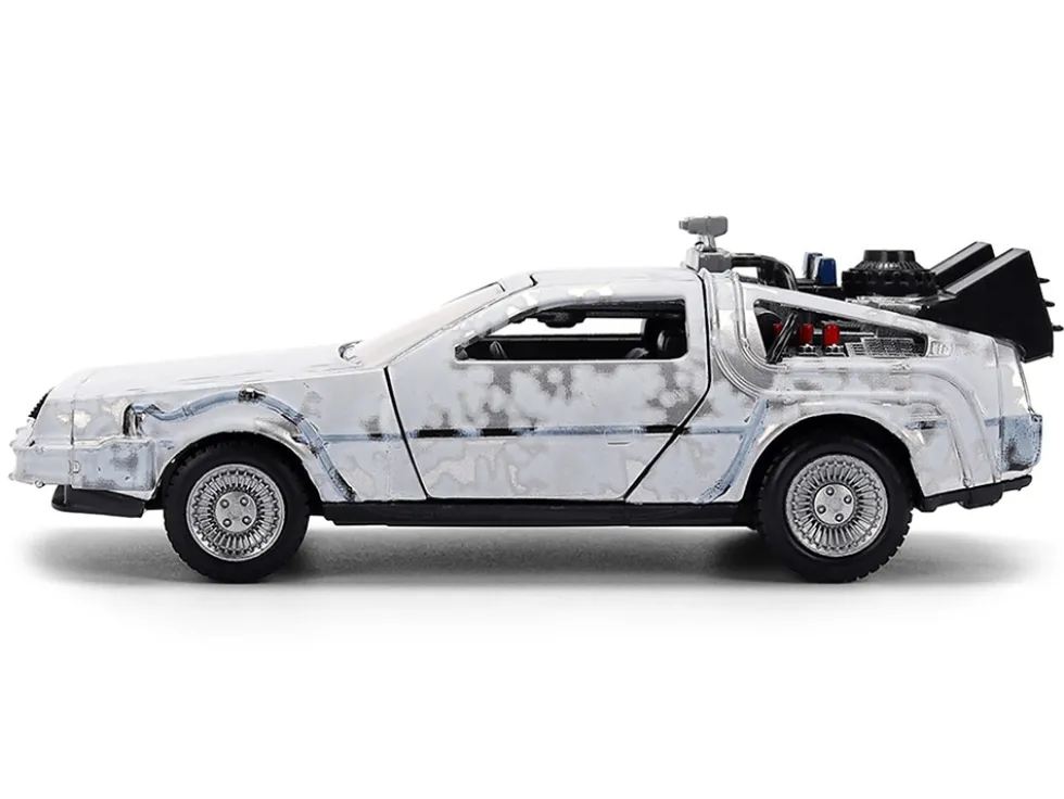 DMC DeLorean Time Machine Brushed Metal (Frost Version) "Back to the Future" (1985) Movie "40th Anniversary" Special Packaging "Hollywood Rides" Series 1/32 Diecast Model Car by Jada