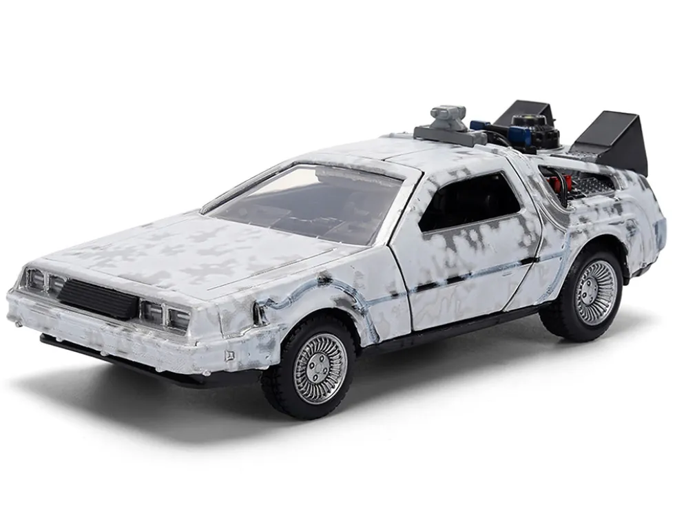 DMC DeLorean Time Machine Brushed Metal (Frost Version) "Back to the Future" (1985) Movie "40th Anniversary" Special Packaging "Hollywood Rides" Series 1/32 Diecast Model Car by Jada