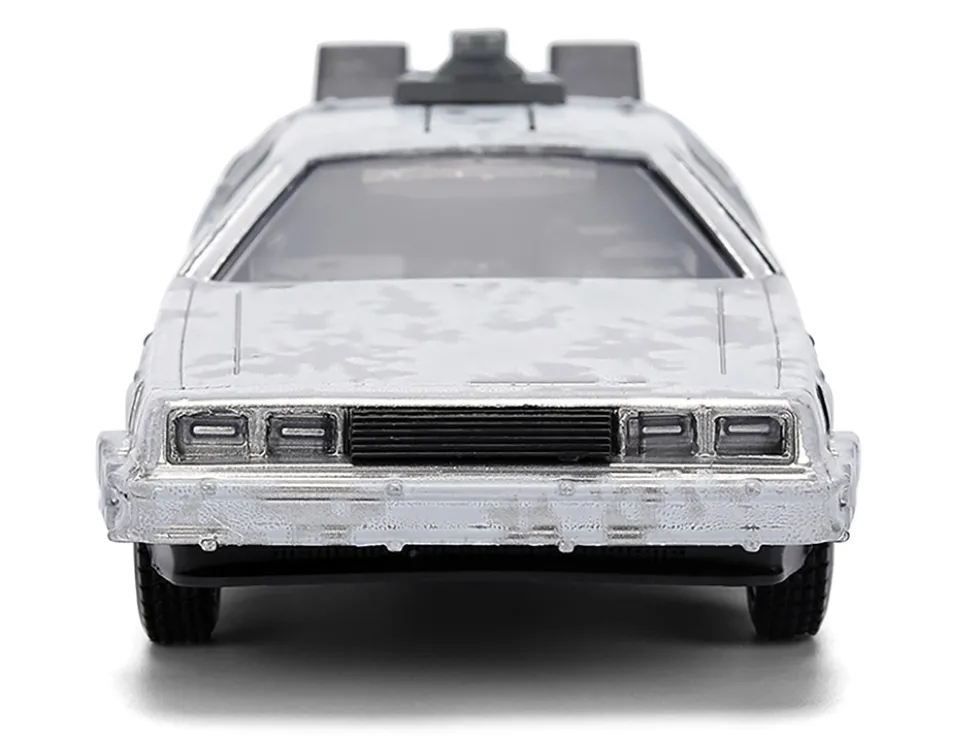 DMC DeLorean Time Machine Brushed Metal (Frost Version) "Back to the Future" (1985) Movie "40th Anniversary" Special Packaging "Hollywood Rides" Series 1/32 Diecast Model Car by Jada