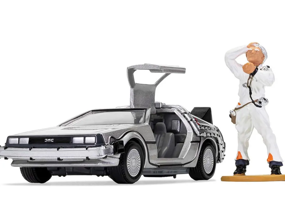 DMC DeLorean Time Machine with Doc Brown Figure Back to the Future 1985 Movie Diecast Model Car Corgi CC05503