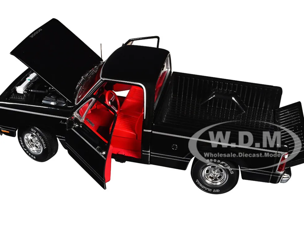 1979 Dodge Adventurer Sweptline Pickup Truck Black with Red Interior "American Muscle" Series 1/18 Diecast Model Car by Auto World