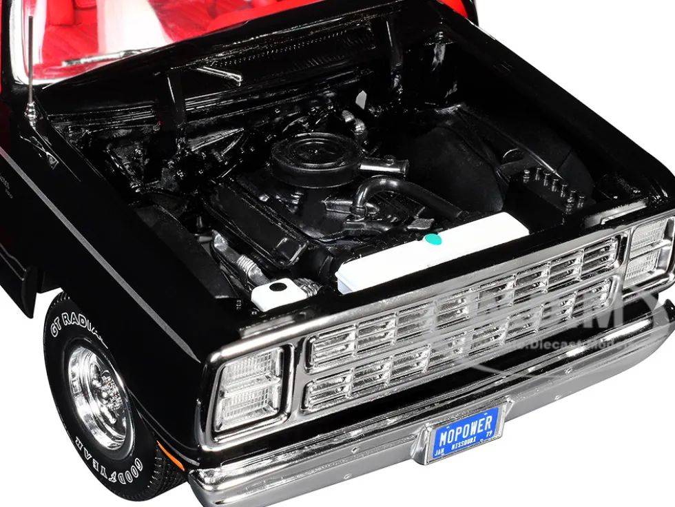 1979 Dodge Adventurer Sweptline Pickup Truck Black with Red Interior "American Muscle" Series 1/18 Diecast Model Car by Auto World
