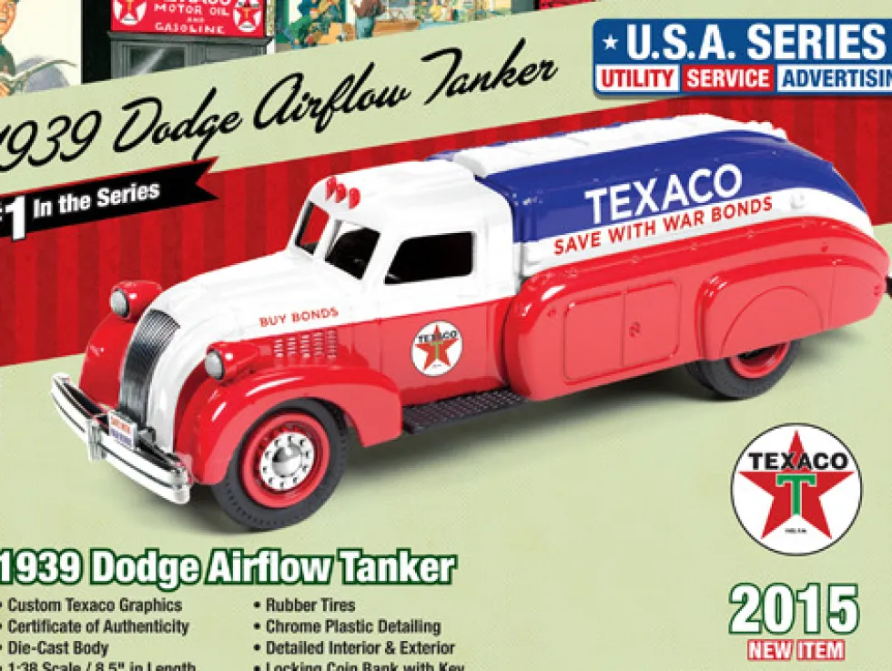 1939 Dodge Airflow Tanker "Texaco" (2015) Series #1 1/38 Diecast Model Auto World CP7158