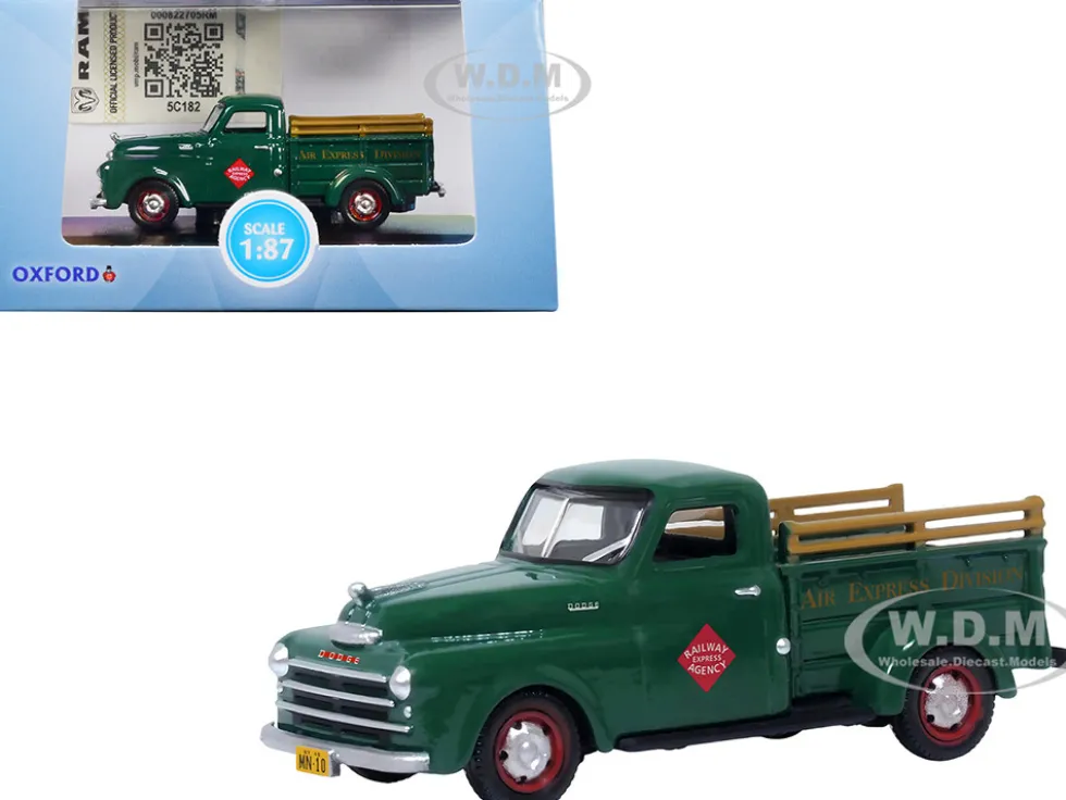 1948 Dodge B 1B Pickup Truck Green Railway Express Agency 1/87 (HO) Scale Diecast Model Car Oxford Diecast 87DP48004