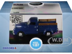 1948 Dodge B-1B Pickup Truck Waterway Blue 1/87 (HO) Scale Diecast Model Car by Oxford Diecast