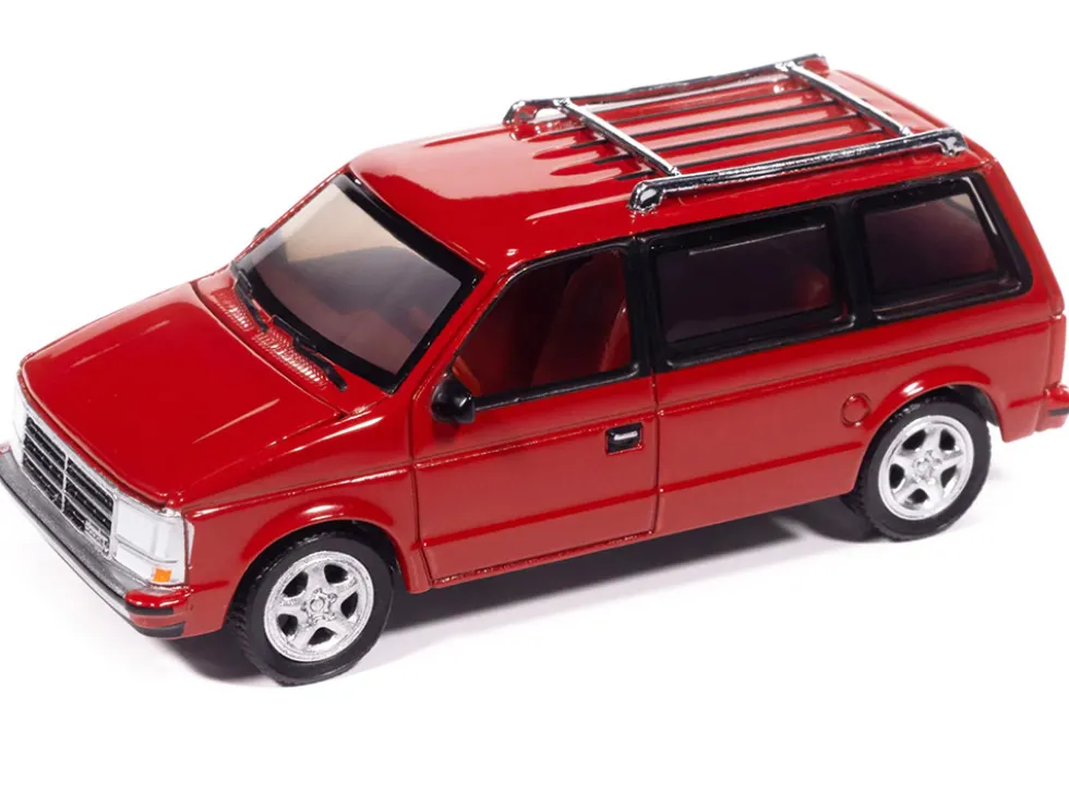1989 Dodge Caravan Turbo Van Flash Red "Mighty Minivans" Series 1/64 Diecast Model Car by Auto World