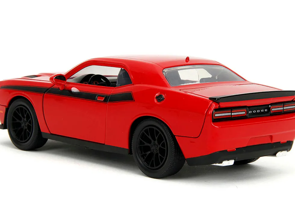 2015 Dodge Challenger Red with Black Stripes and Glenn Diecast Figure "The Walking Dead" (2010-2022) TV Series "Hollywood Rides" Series 1/24 Diecast Model Car by Jada