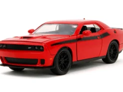 2015 Dodge Challenger Red with Black Stripes and Glenn Diecast Figure