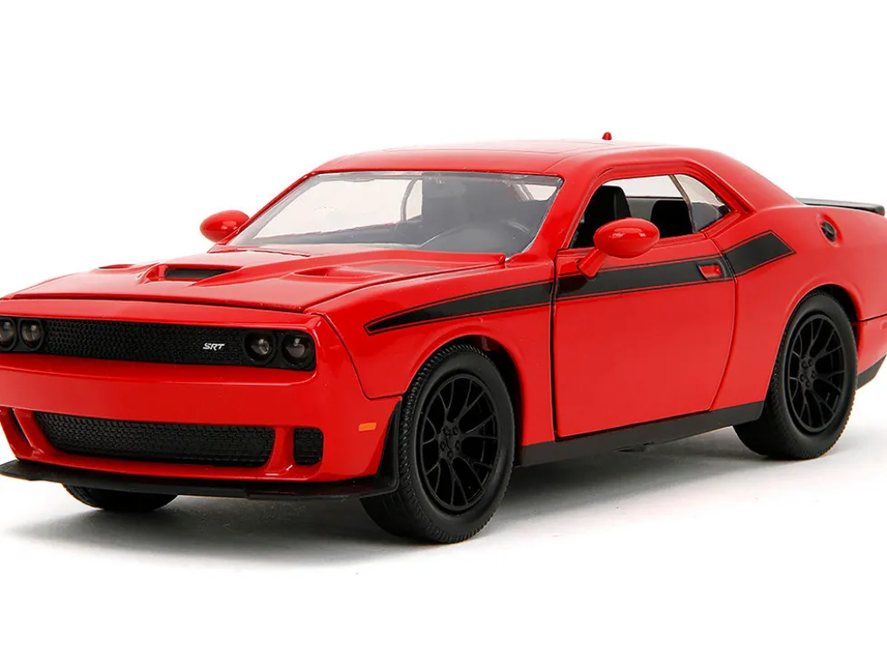 2015 Dodge Challenger Red with Black Stripes and Glenn Diecast Figure "The Walking Dead" (2010-2022) TV Series "Hollywood Rides" Series 1/24 Diecast Model Car by Jada