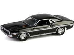 1970 Dodge Challenger R/T 440 Black with White Stripes "Barrett-Jackson" Series 15 1/64 Diecast Model Car by Greenlight