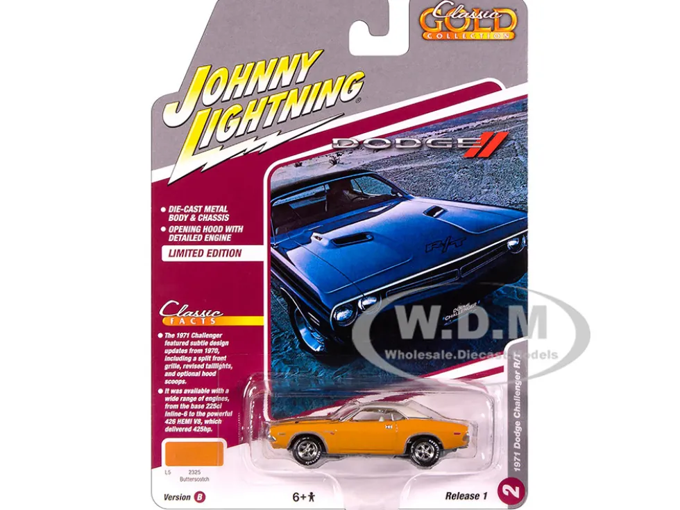 1971 Dodge Challenger R/T Butterscotch with White Top and Interior "Classic Gold Collection" 1/64 Diecast Model Car by Johnny Lightning