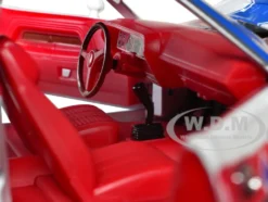 1970 Dodge Challenger R T Hemi White with Red and Blue Stripes with Red Interior VP Racing Limited Edition to 5710 pieces Worldwide 1/24 Diecast Model Car M2 Machines 40300-110B