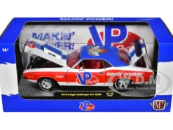 1970 Dodge Challenger R T Hemi White with Red and Blue Stripes with Red Interior VP Racing Limited Edition to 5710 pieces Worldwide 1/24 Diecast Model Car M2 Machines 40300-110B