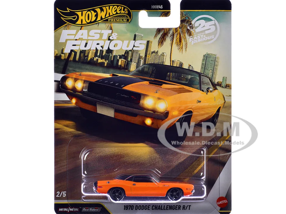 1970 Dodge Challenger R/T Orange with Black Hood and Top "2 Fast 2 Furious" (2003) Movie "Fast & Furious" Series Diecast Model Car by Hot Wheels