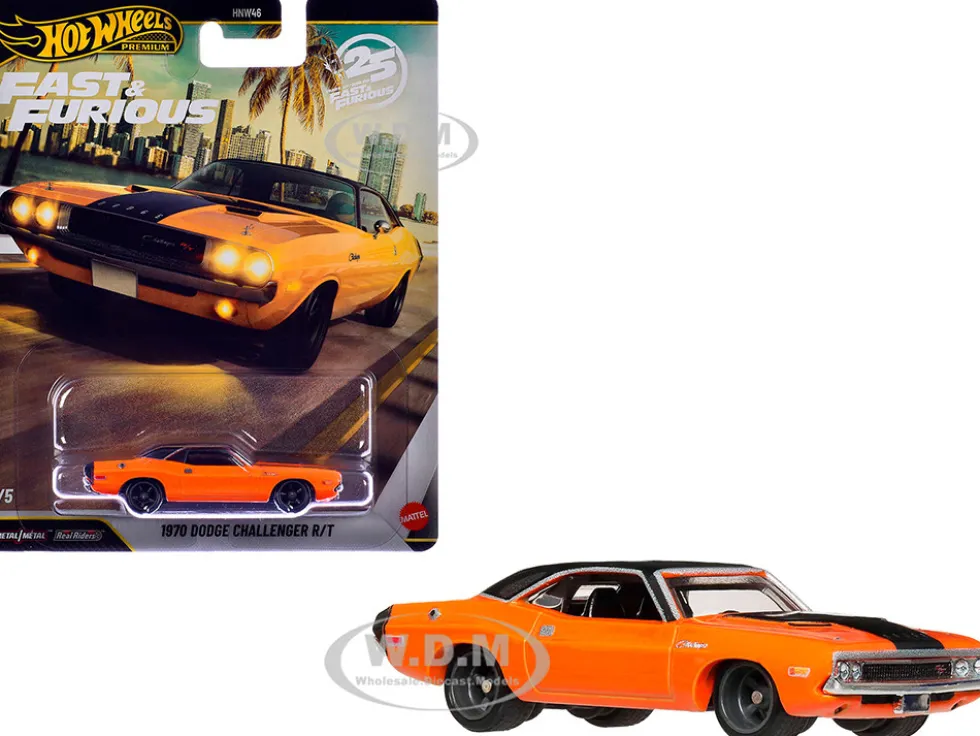 1970 Dodge Challenger R/T Orange with Black Hood and Top "2 Fast 2 Furious" (2003) Movie "Fast & Furious" Series Diecast Model Car by Hot Wheels
