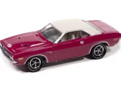 1971 Dodge Challenger R/T Panther Pink with White Top and Interior "Classic Gold Collection" 1/64 Diecast Model Car by Johnny Lightning