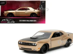 2012 Dodge Challenger SRT8 Gold Metallic with Black Hood Pink Slips Series 1/32 Diecast Model Car Jada 34855