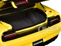 Dodge Challenger SRT Hellcat Widebody Yellow Jacket Satin Black Hood 1/18 Model Car Autoart 71737