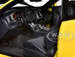 Dodge Challenger SRT Hellcat Widebody Yellow Jacket Satin Black Hood 1/18 Model Car Autoart 71737