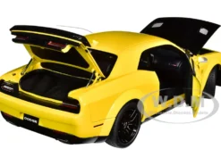 Dodge Challenger SRT Hellcat Widebody Yellow Jacket Satin Black Hood 1/18 Model Car Autoart 71737