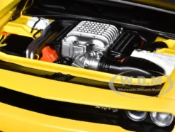 Dodge Challenger SRT Hellcat Widebody Yellow Jacket Satin Black Hood 1/18 Model Car Autoart 71737