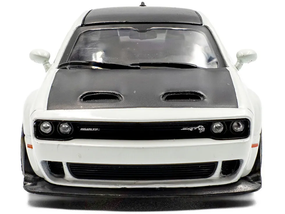2020 Dodge Challenger SRT Hellcat Redeye Widebody White Knuckle with Matt Black Hood and Top 1/43 Diecast Model Car by Solido