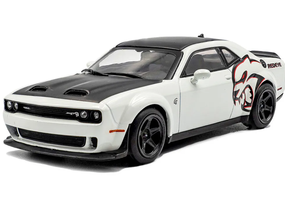 2020 Dodge Challenger SRT Hellcat Redeye Widebody White Knuckle with Matt Black Hood and Top 1/43 Diecast Model Car by Solido