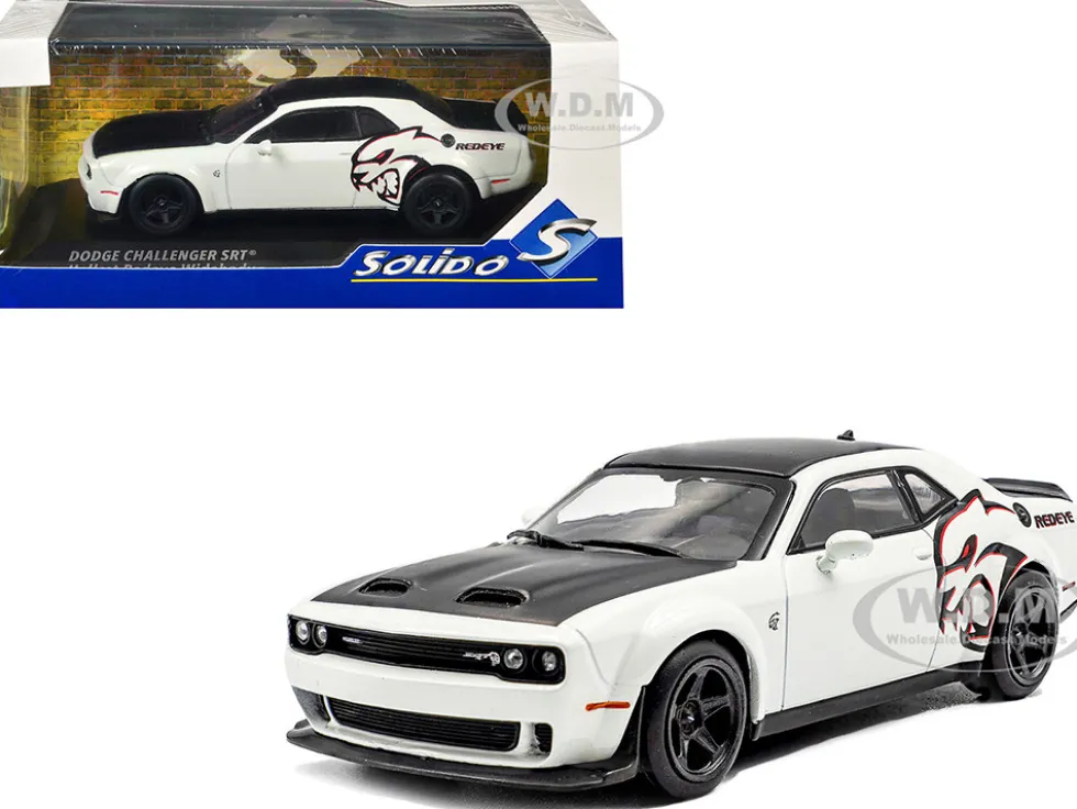 2020 Dodge Challenger SRT Hellcat Redeye Widebody White Knuckle with Matt Black Hood and Top 1/43 Diecast Model Car by Solido