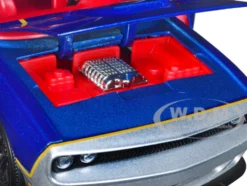 2015 Dodge Challenger SRT Hellcat Dark Blue Graphics Red Interior Thor Diecast Figure The Mighty Thor Marvel Series 1/24 Diecast Model Car Jada 32186