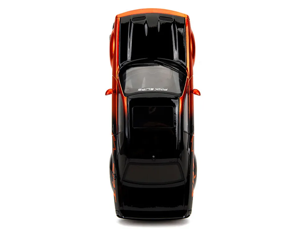 Dodge Challenger SRT Hellcat Orange Metallic and Black "Pink Slips" Series 1/18 Diecast Model Car by Jada