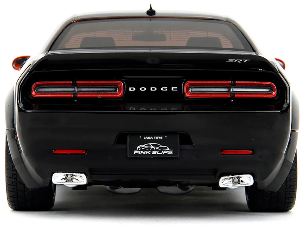 Dodge Challenger SRT Hellcat Orange Metallic and Black "Pink Slips" Series 1/18 Diecast Model Car by Jada