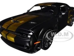 2018 Dodge Challenger SRT Hellcat Widebody Matt Black with Gold Stripes and Graphics 