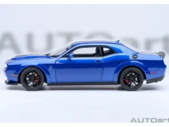 2022 Dodge Challenger SRT Jailbreak Indigo Blue Metallic with Carbon Stripes 1/18 Model Car by Autoart