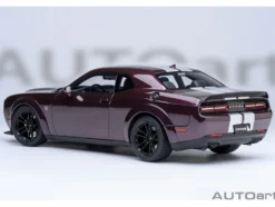 2022 Dodge Challenger SRT Jailbreak Hellraisin Purple with White Stripes 1/18 Model Car by Autoart