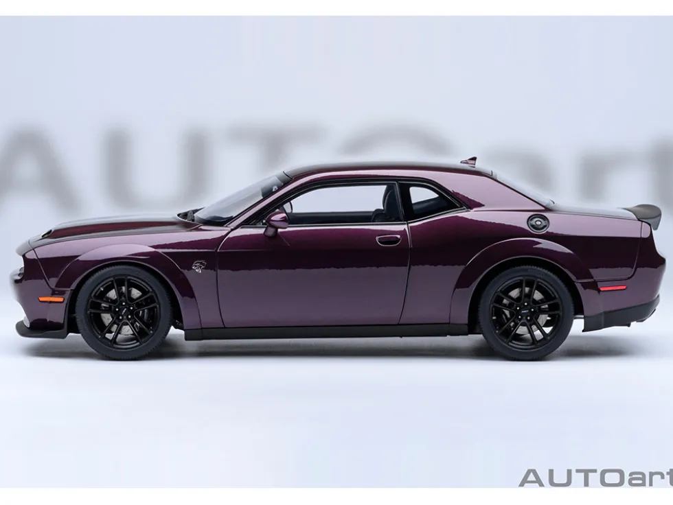 2022 Dodge Challenger SRT Jailbreak Hellraisin Purple with White Stripes 1/18 Model Car by Autoart