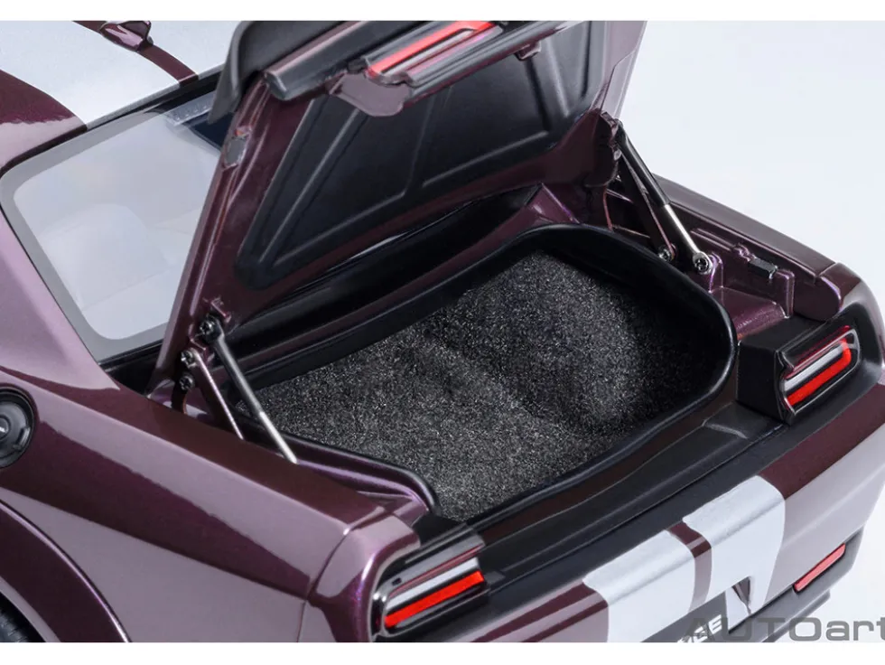 2022 Dodge Challenger SRT Jailbreak Hellraisin Purple with White Stripes 1/18 Model Car by Autoart