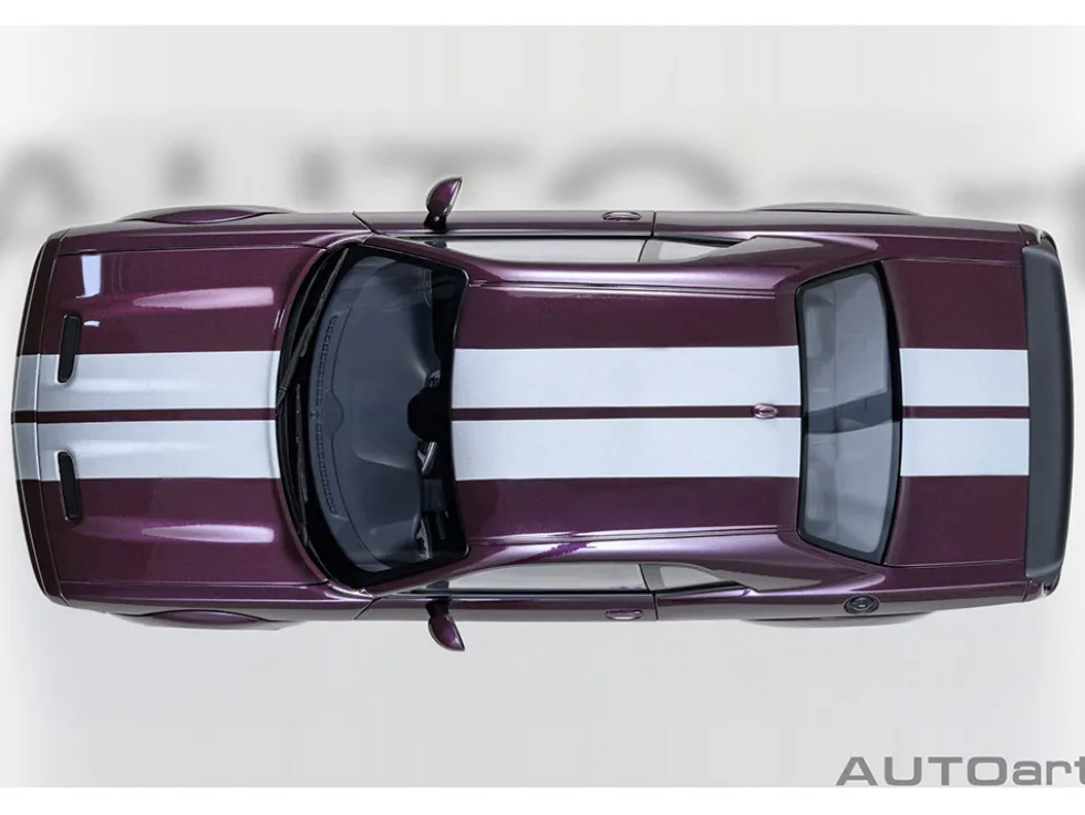 2022 Dodge Challenger SRT Jailbreak Hellraisin Purple with White Stripes 1/18 Model Car by Autoart