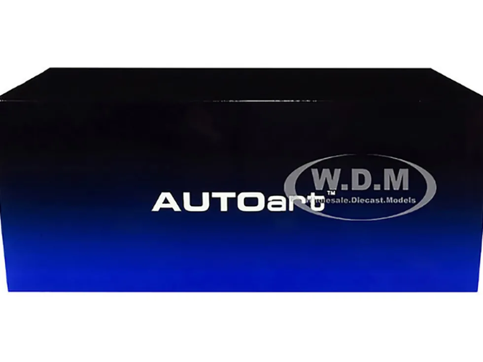 2023 Dodge Challenger SRT Super Stock Frostbite Blue Metallic with Carbon Stripes 1/18 Model Car by Autoart